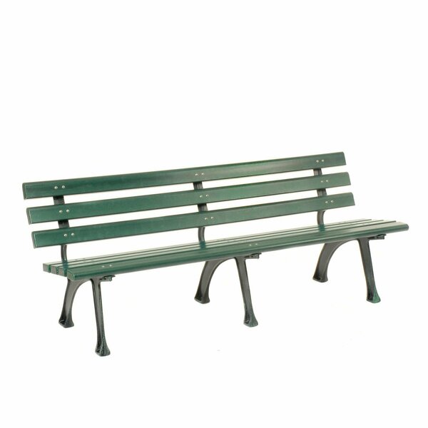 Global Industrial 6ft  Park Bench w/ Backrest, Green 240126